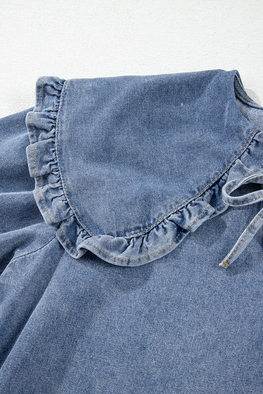 Mini-robe en jean bleu crépuscule avec poches latérales *