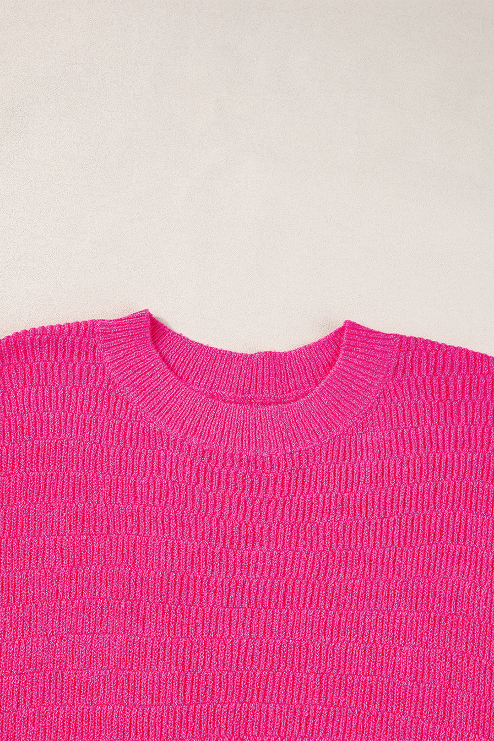 Top maglione estivo a maniche corte smerlata rosa