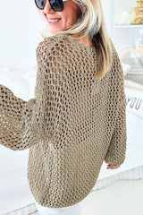 Pull ample en maille pointelle à étoiles beige français clair