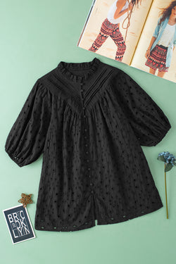 Black blouse with puffy sleeves *