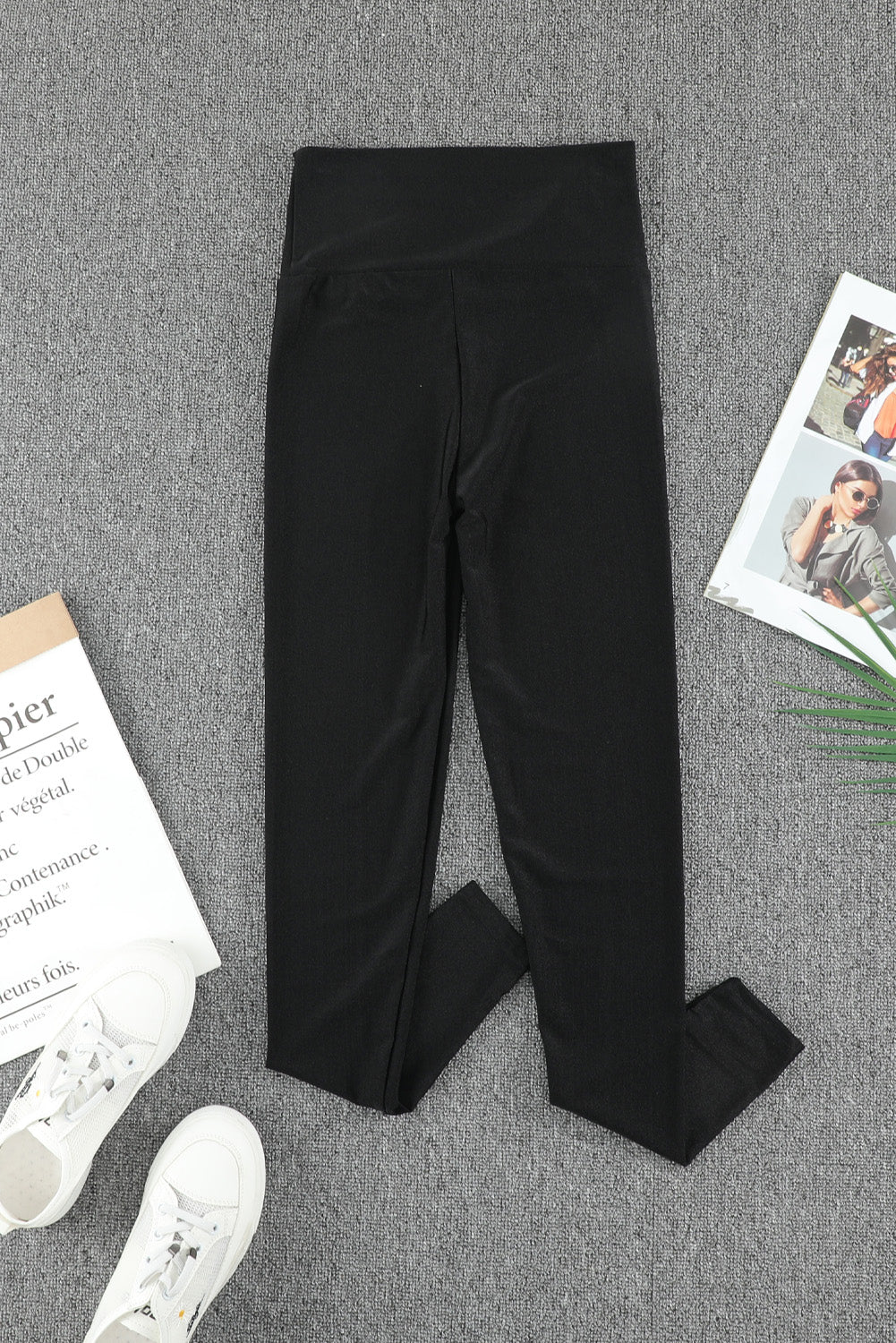 Schwarzer Hochhaus enger Leggings mit Taillenkincher