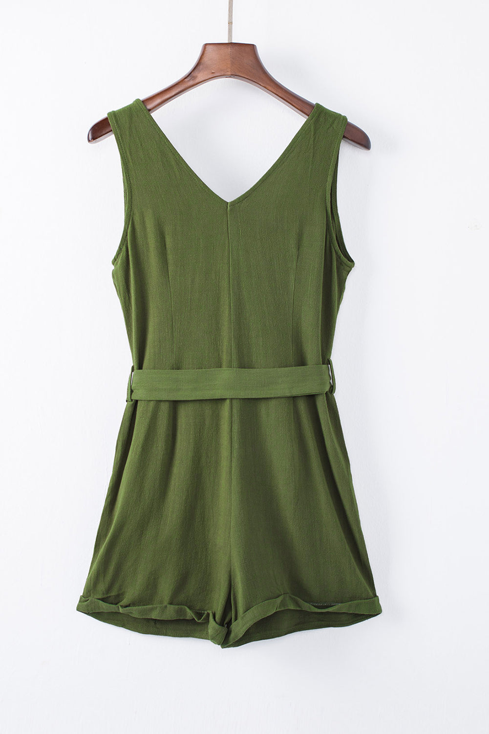 Bottone verde a V Neck Ganper con cintura