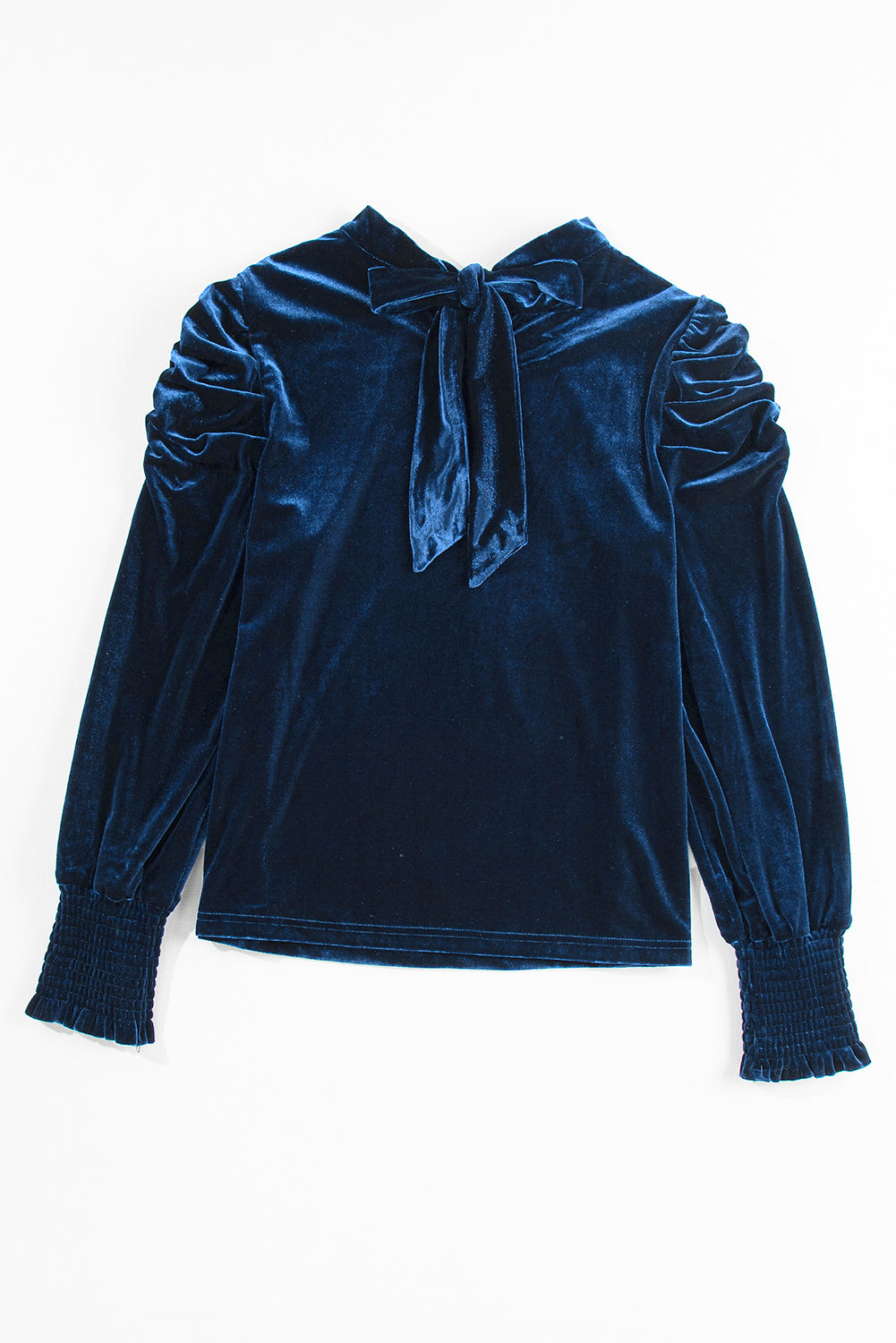 Elegante blusa de terciopelo con collar ascendente *