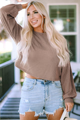 Khaki Long Sleeve Drop Shoulder Casual Top