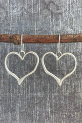 Boucles d'oreilles pendantes à crochet en forme de cœur argenté-A WOMAN WE LOVE