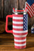 Gobelet thermos de 40 oz avec imprimé drapeau américain en strass rouge