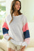 White long sleeve French Terry color block top