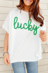 Fashionable white t-shirt with lifeline pattern st Patrick