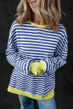 Over-dimensioned blue striped sweatshirts *