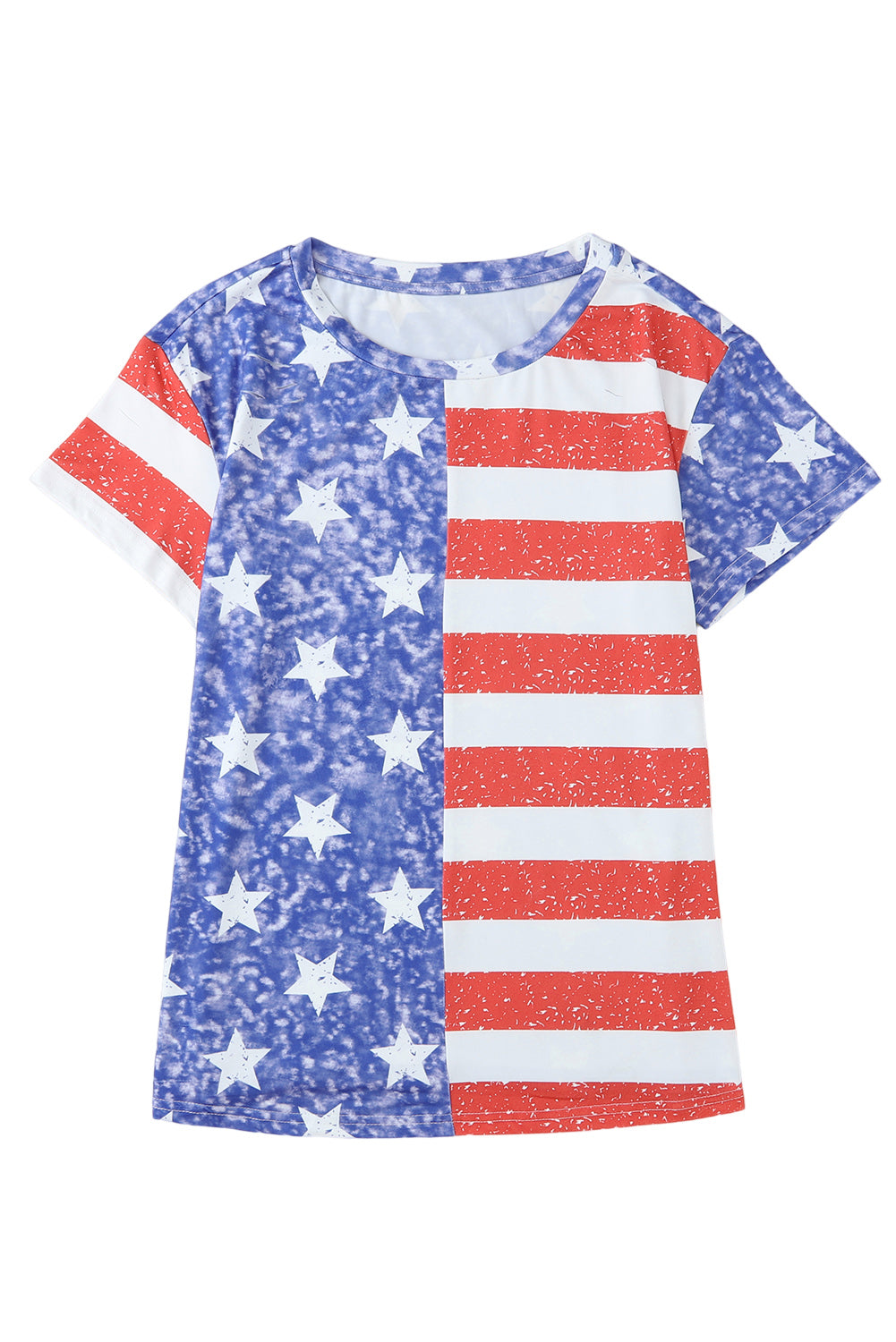 Stripe American Flagge Druck Distressed Crew Neck T Shirt