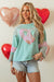 Large high with long sleeves clearly aqua plaid floral peace heart graphic