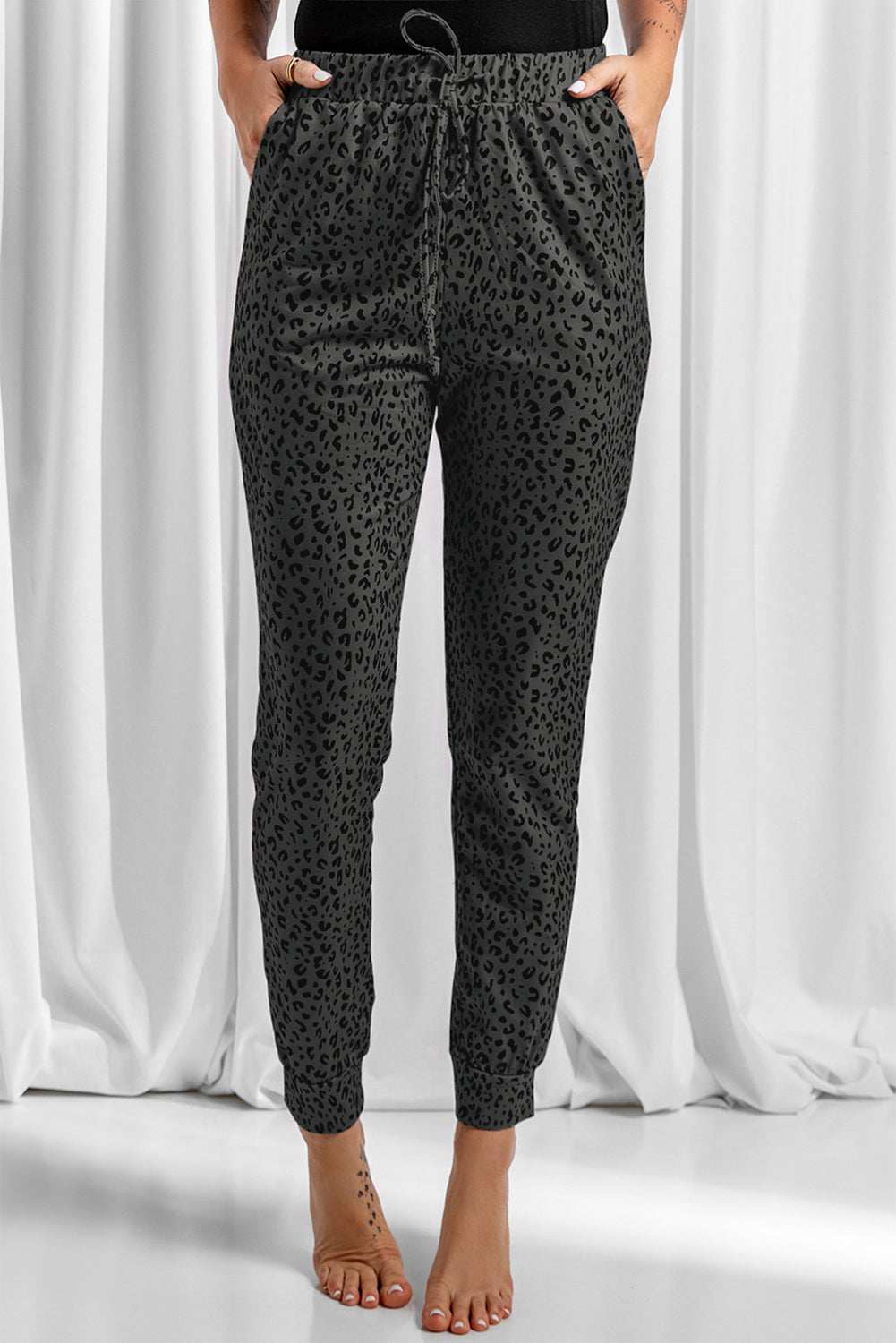 Breezy Black Leopard Joggers