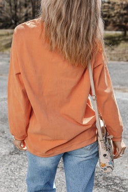 Orange corduroy oversized sweatshirt