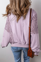 Sweat-shirt en tricot à pétales d'orchidées, coutures exposées au crochet, bordure côtelée