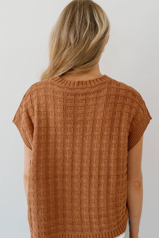 Camel Round -Collar -Round Knitting Sweater chaleco