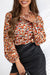 Multicolor blouse with full -willed V -neck print and bishop sleeves