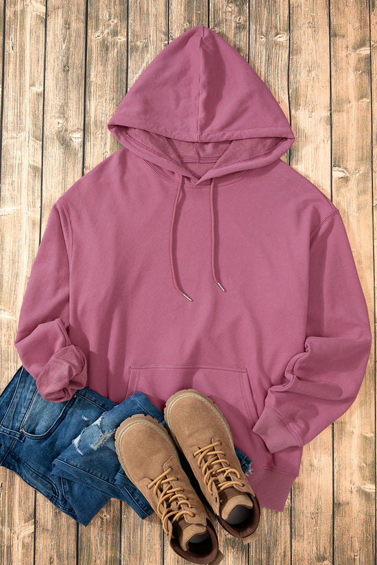 Valériane loose fit hoodie with drawstring and kangaroo pocket in solid color