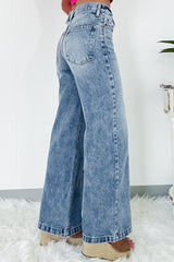 Large leg high -top waist with wide leg and central seam