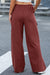 Mineral Red Solid Color Drawstring Wide Leg Cargo Pants