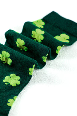 Calcetines de tubo verde oscuro con estampado de trébol de St Patricks