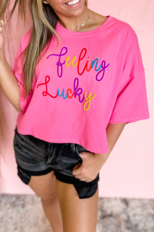 Bonbon Feeling Lucky Borded Letter Graphic Media manga Top