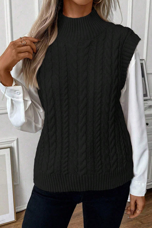 Gilet de pull haut de cou tricot noir