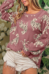 Relaxed sweatshirt with red pink animated print