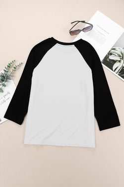 Black color block raglan sleeve sweater top