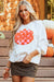 Sweat-shirt blanc à motif patché de citrouille d'Halloween en tissu éponge