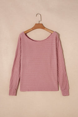 Old Pink Textured Knit Long Sleeve Top