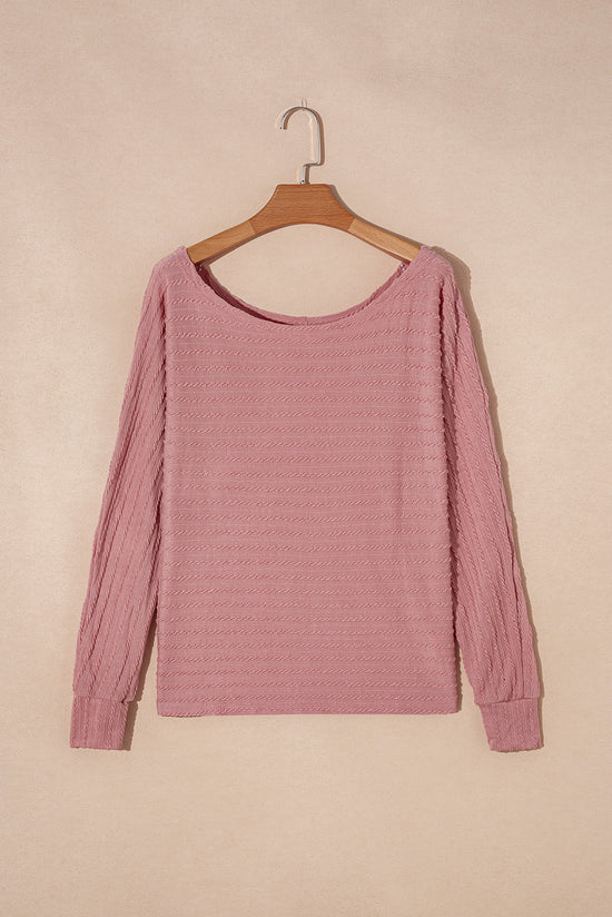 Old Pink Textured Knit Long Sleeve Top