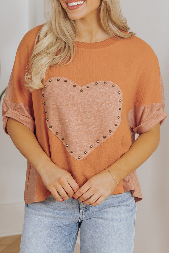 High dolman textured with heart patch *