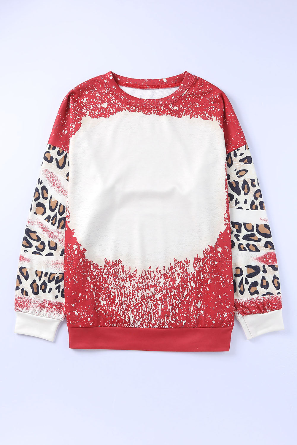 Fiery Red Tie Dye Leopard Drop Shoulder Sweatshirt