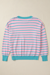 Pull ample à rayures roses et col rond *