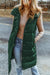 Long -hooded quilted vest coat with green hood