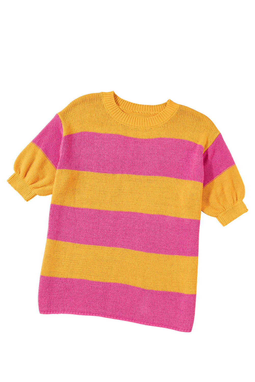 T-shirt tricoté de couleur orange Stripe Bloc en tricot