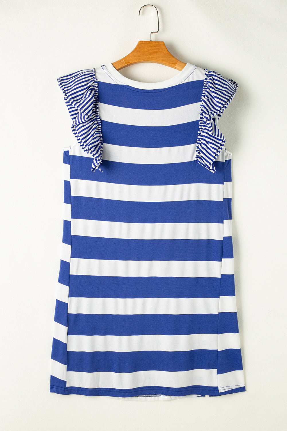 Ciel bleu Stripe Contrast T-shirt à manches volants