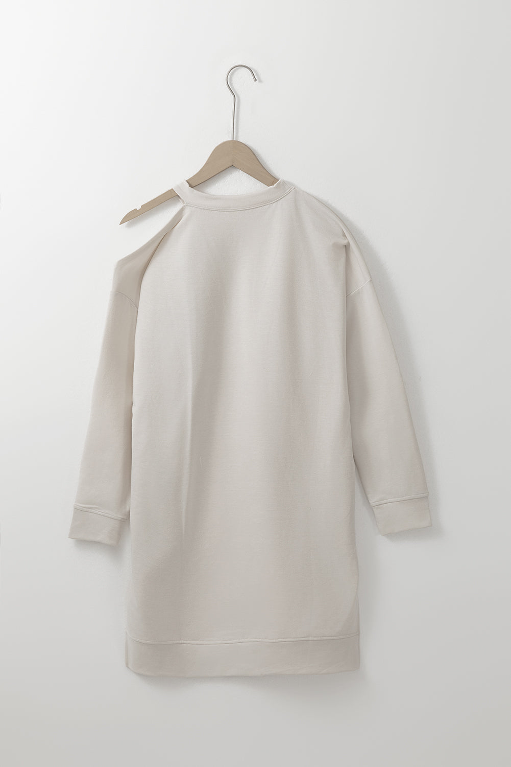 Khaki Off Shoulder Slit T-Shirt Dress