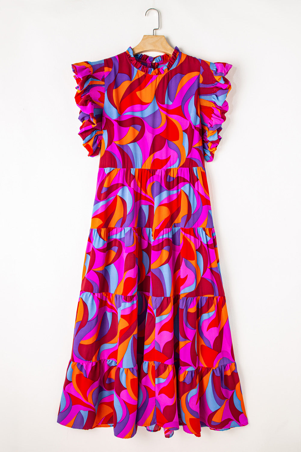 Multicolour plus abstrait imprimé robe maxi à rang max