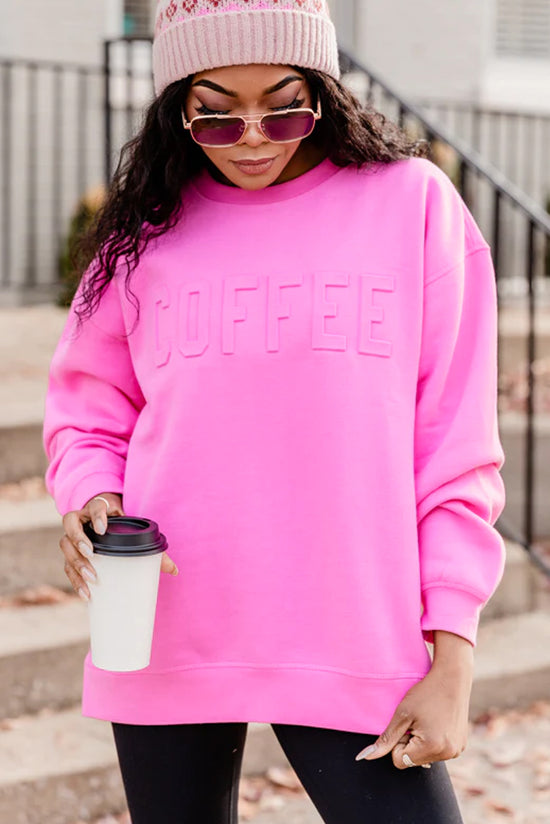 Sweatshirt relaxed in relief with Bonbon Coffee letter