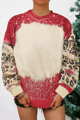 Sudadera de leopardo de tip-dye rojo brillante con hombros caídos