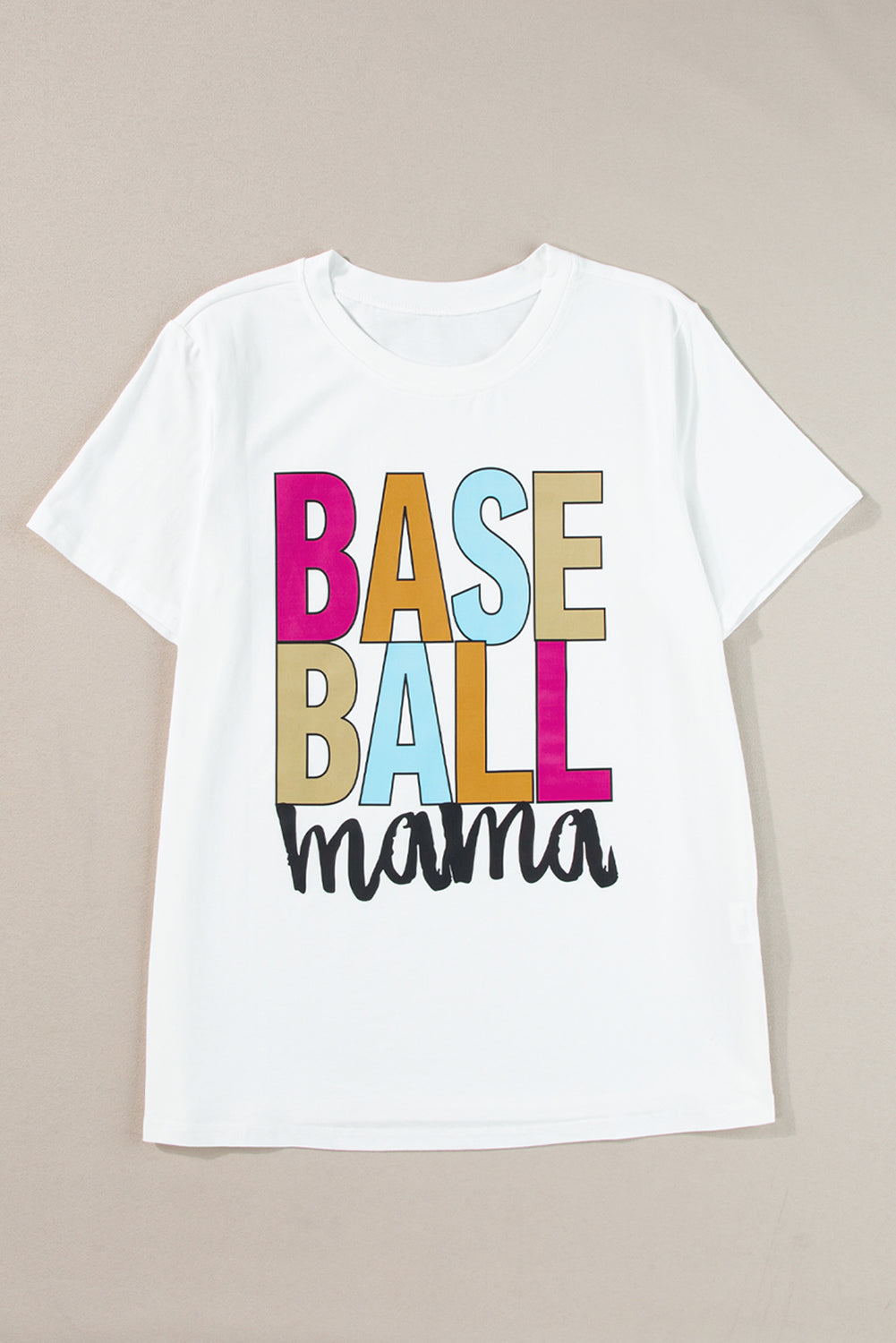 Weiße Baseball Mama Multi Color Graphic Tee