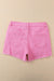 Short en jean vieilli de couleur unie rose