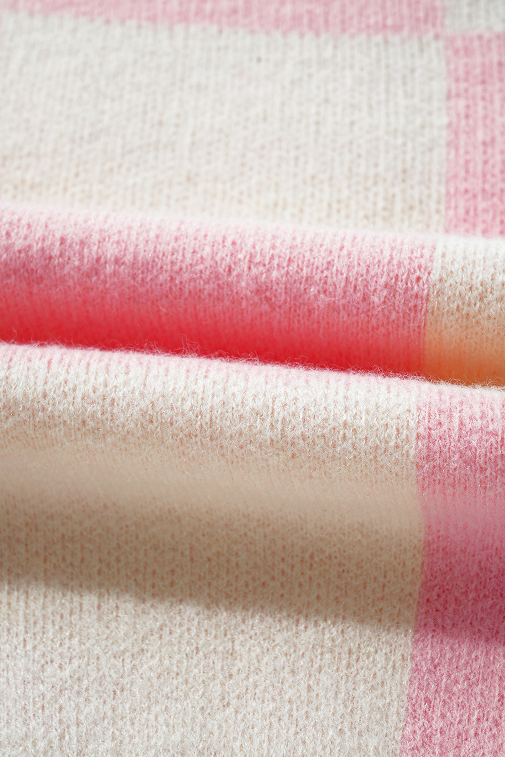 Suéter a cuadros rosa preppy con nudo y detalle