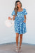 Short dress blue babydoll with flowers *