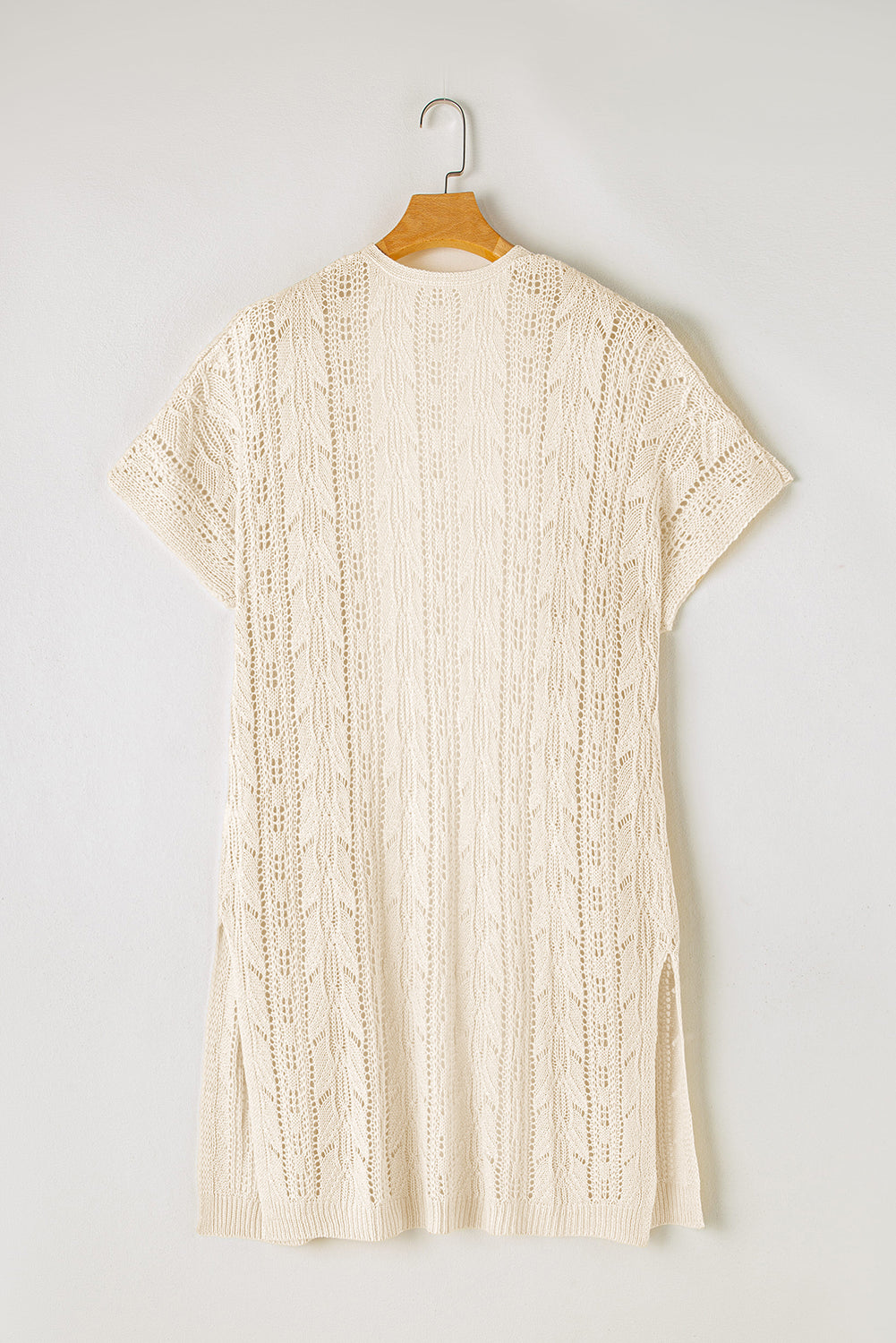 Apricot openwork short sleeve open cardigan