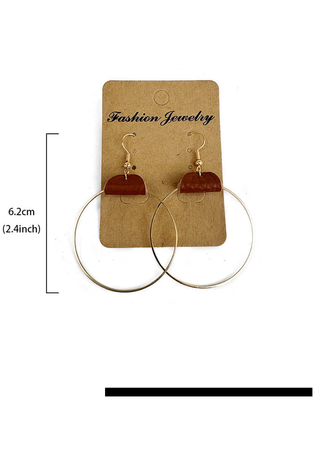 Boucles d'oreilles créoles en cuir PU marron