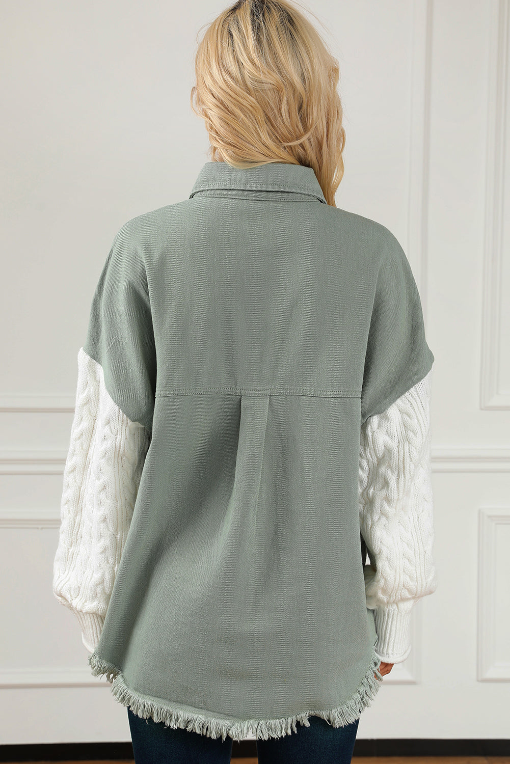 Toallel tricot y chaqueta de manga cruda de dobladillo