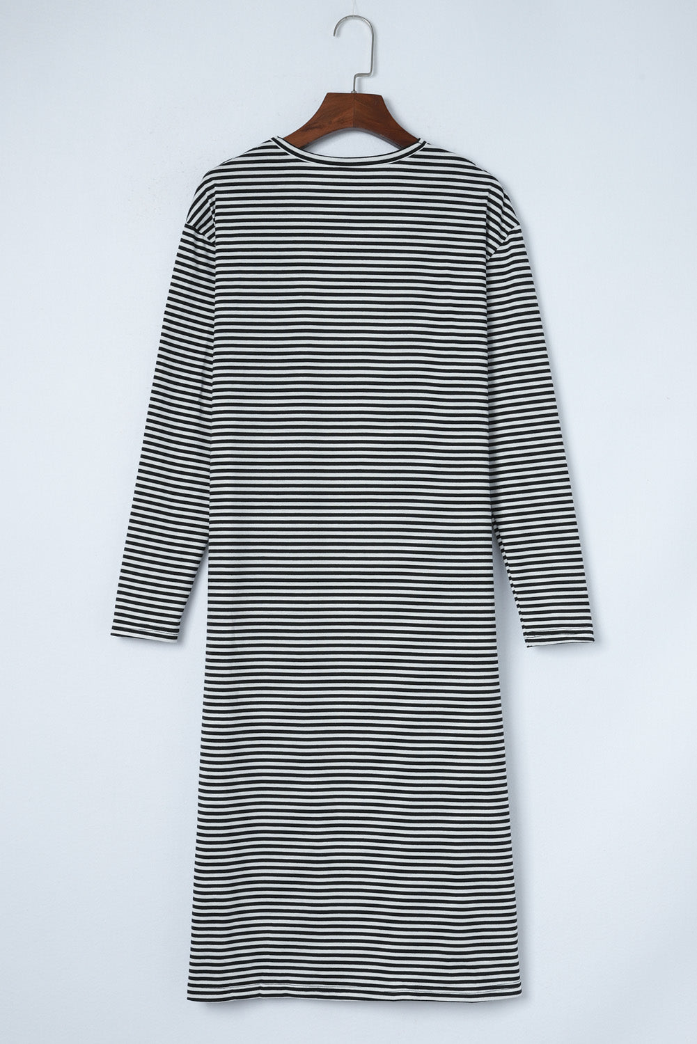 Stripe Open Front Long Cardigan