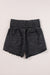 Black Smocked High Waisted Denim Shorts Mineral Wash